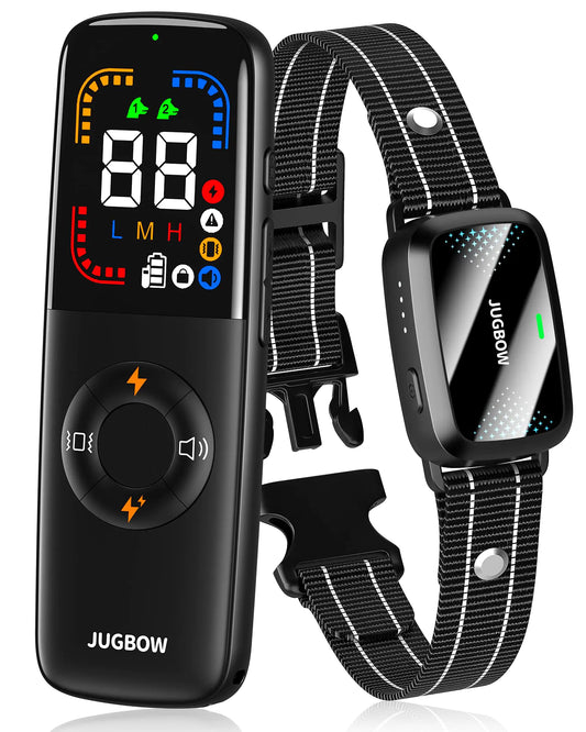 Jugbow Dog Shock Collar - Dog Training Collar with Remote Color Screen IPX7 Waterproof Electric Collar with 4 Training Modes 1/3 Mile Security Lock Rechargeable E-Collar for All Breeds Sizes - Pawzzey